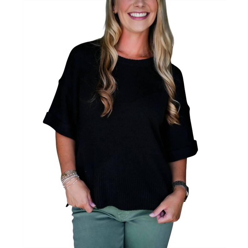 NEW ANOTHER LOVE catrina short sleeve sweater in black